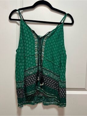 Eyeshadow Green Printed Spaghetti Strap Camisole